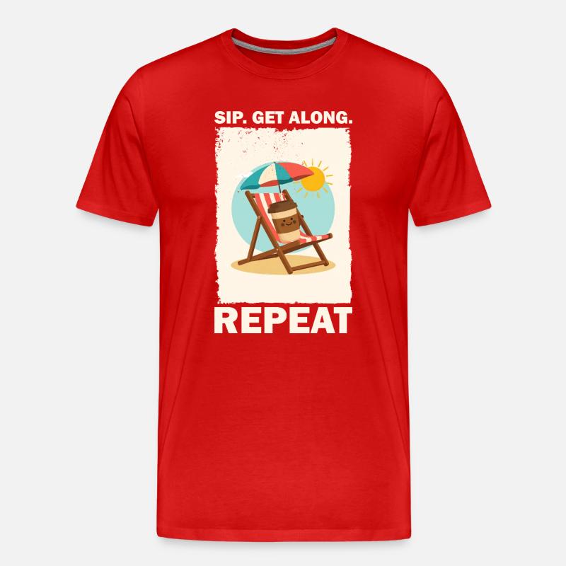 Sonniger Strandkaffee Trinkdesign - Männer Premium Bio T-Shirt - Rot