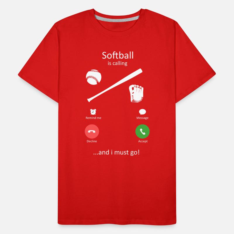 Softball ruft lustige eingehende Anrufe an Männer Premium Bio T-Shirt