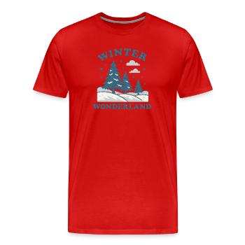 Pays des merveilles hivernales - T-shirt bio Premium Homme - rouge - Devant - Damien (186cm)
