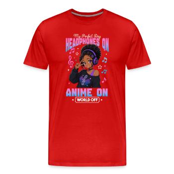 Anime and Music Chibi Black Girl - Männer Premium Bio T-Shirt - Rot - Vorne - Damien (186cm)