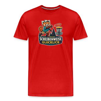 Scheibenweise glücklich – Discgolf - Männer Premium Bio T-Shirt - Rot - Vorne - Damien (186cm)