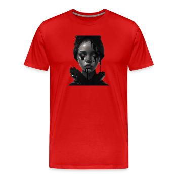 Sad girl - Men's Premium Organic T-Shirt - red - Front - Damien (186cm)