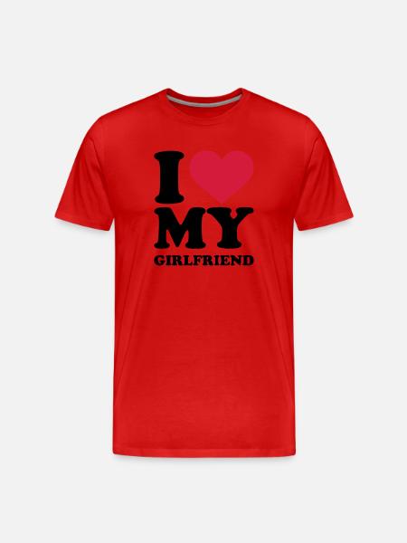 I love my girlfriend - Männer Premium Bio T-Shirt - Rot