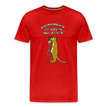 Nerdmännchen wollen nur spielen - Männer Premium Bio T-Shirt - Rot - Vorne - Damien (186cm)