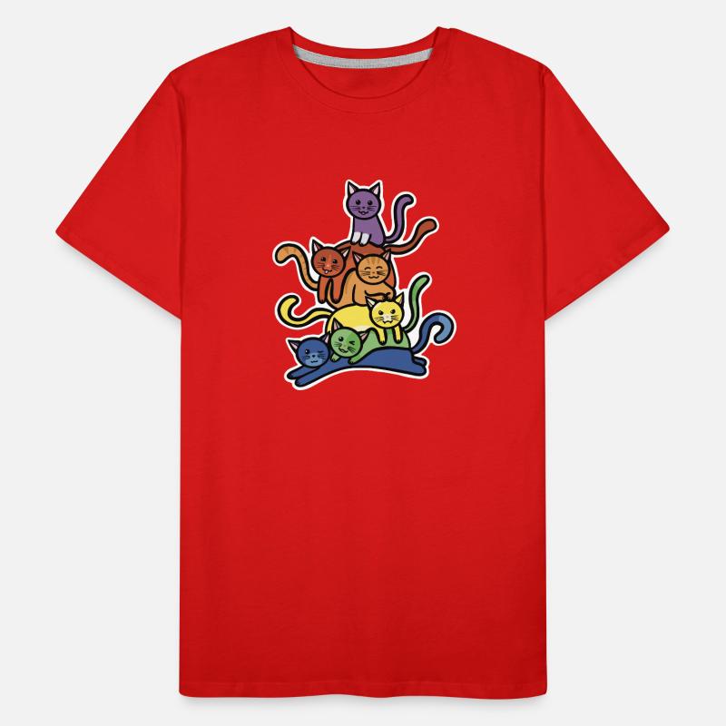 Rainbow Cats Stack Men's Premium Organic T-Shirt
