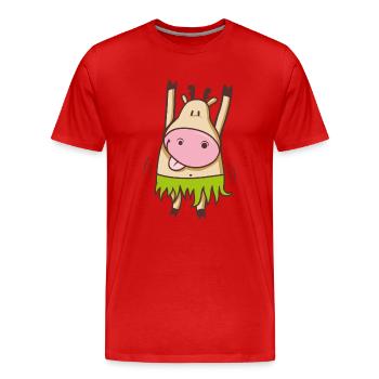 Tanzende Hula Hula Kuh - Männer Premium Bio T-Shirt - Rot - Vorne - Damien (186cm)
