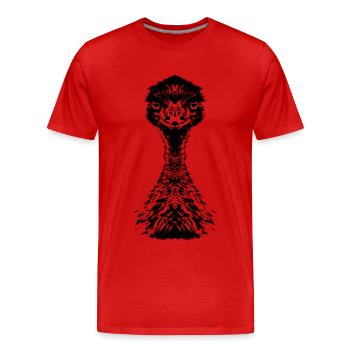 Emu Portait - Männer Premium Bio T-Shirt - Rot - Vorne - Damien (186cm)