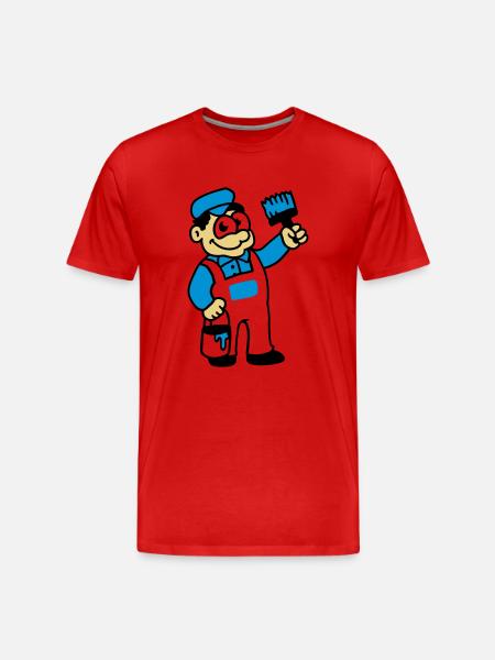 Painter with brush and paint - Men's Premium Organic T-Shirt - red