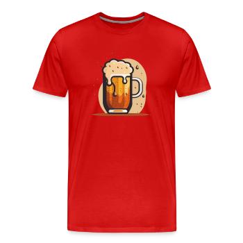 Tasse à bière remplie de bière artisanale - T-shirt bio Premium Homme - rouge - Devant - Damien (186cm)