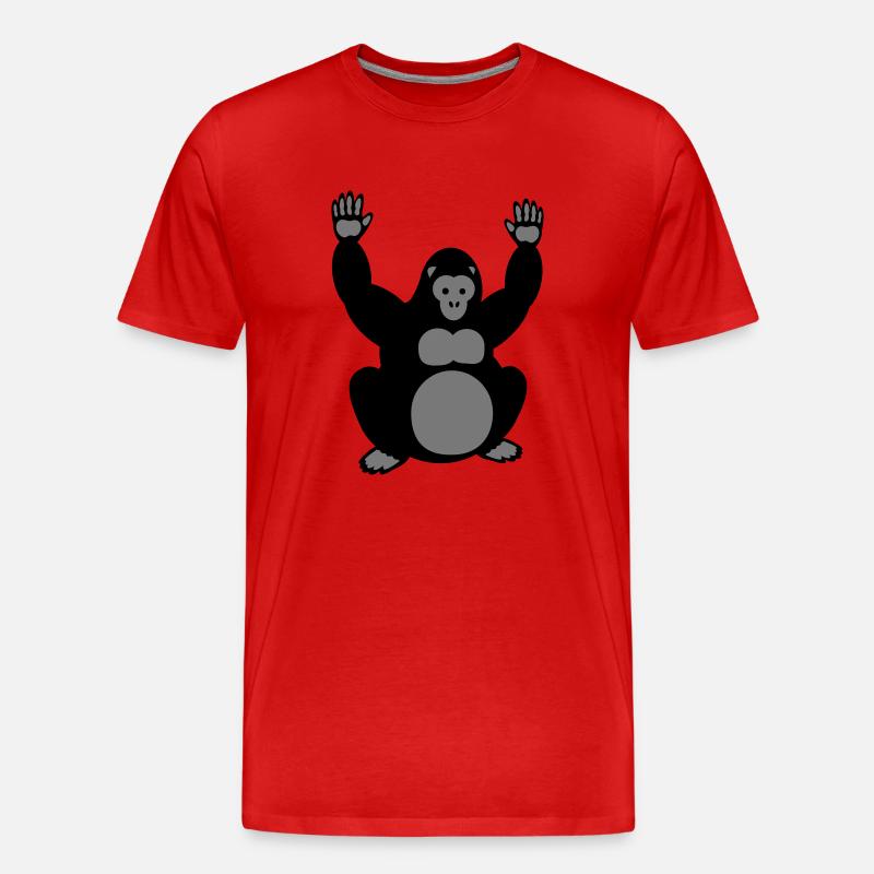 Gorilla Hände hoch 2 - Männer Premium Bio T-Shirt - Rot