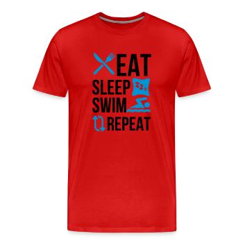 Eat sleep swim - Men's Premium Organic T-Shirt - red - Front - Damien (186cm)