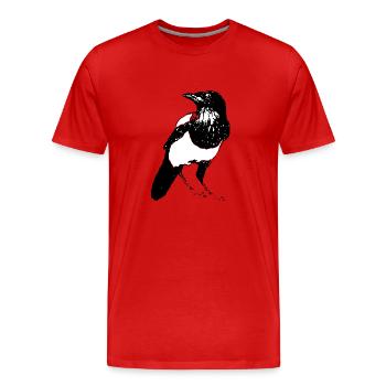 Elster Vogel * Magpie Bird * Jack Joblin Design - Männer Premium Bio T-Shirt - Rot - Vorne - Damien (186cm)