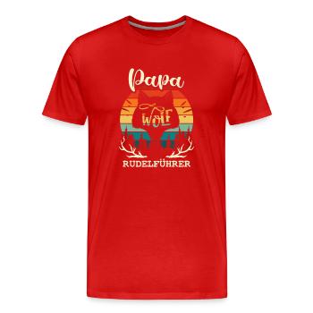Papa Wolf - Rudel Vatertag Vater Geschenk Familie - Männer Premium Bio T-Shirt - Rot - Vorne - Damien (186cm)