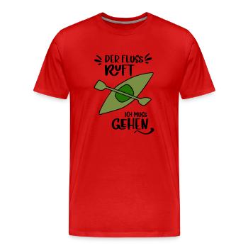 RIVER CALLS CANOE KAYAK WHITE WATER GO LAKE MOTIF - Men's Premium Organic T-Shirt - red - Front - Damien (186cm)