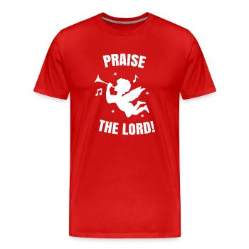 Praise the lord. Cherub angel - Men's Premium Organic T-Shirt - red - Front - Damien (186cm)