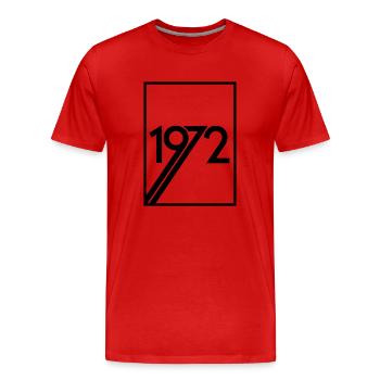 Années 70 né 1972 Anniversaire - T-shirt bio Premium Homme - rouge - Devant - Damien (186cm)