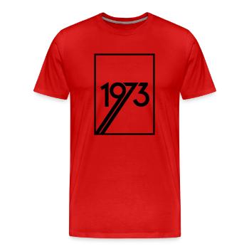 70s born 1973 birthday - Men's Premium Organic T-Shirt - red - Front - Damien (186cm)