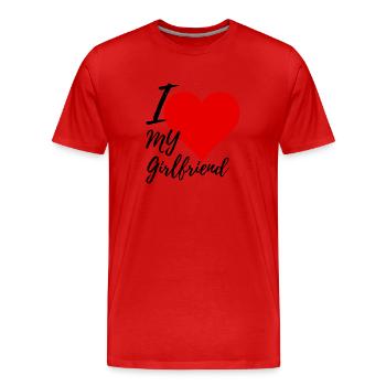 I heart my Girlfriend - Männer Premium Bio T-Shirt - Rot - Vorne - Damien (186cm)