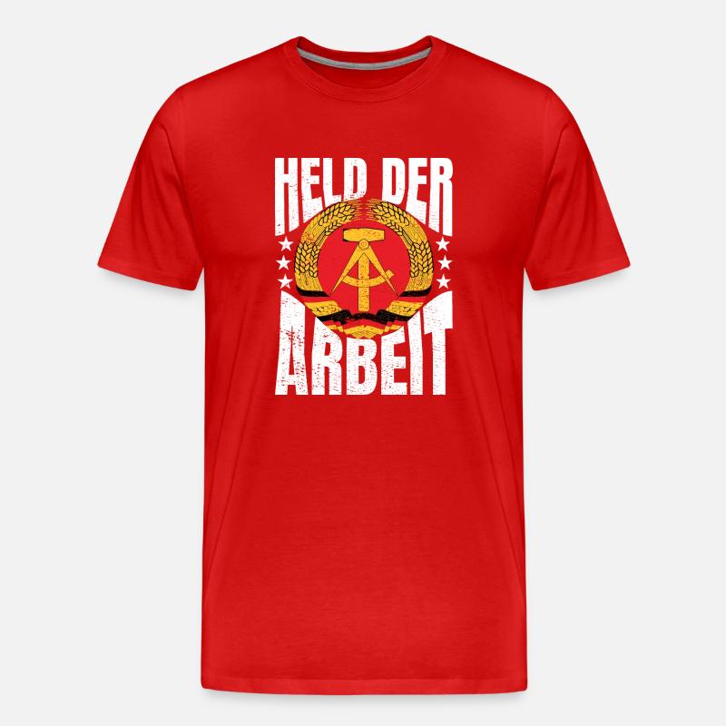 Held der Arbeit DDR Geschenkidee - Männer Premium Bio T-Shirt - Rot