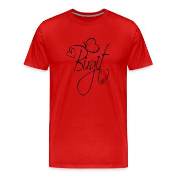 Birgit Name Vorname Mädchen Kalligrafie Dekor - Männer Premium Bio T-Shirt - Rot - Vorne - Damien (186cm)