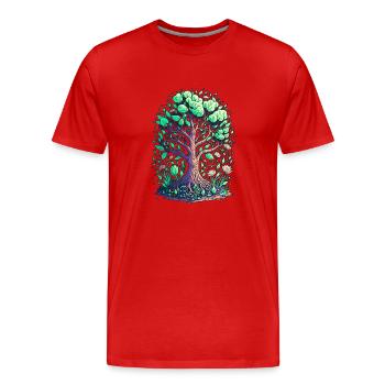 Peace Tree - Männer Premium Bio T-Shirt - Rot - Vorne - Damien (186cm)