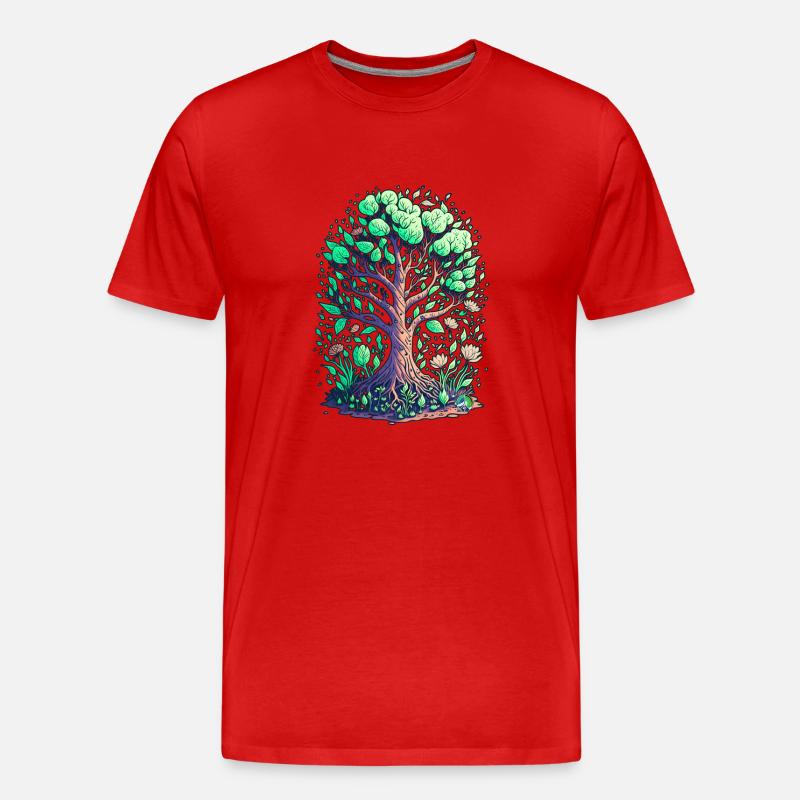 Peace Tree - Männer Premium Bio T-Shirt - Rot