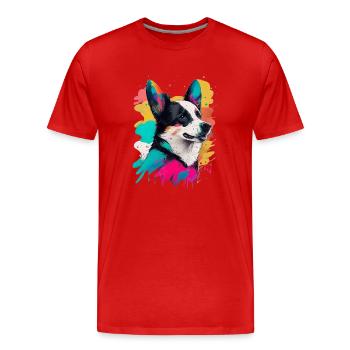 Farbenfrohe Hundeliebe - Männer Premium Bio T-Shirt - Rot - Vorne - Damien (186cm)