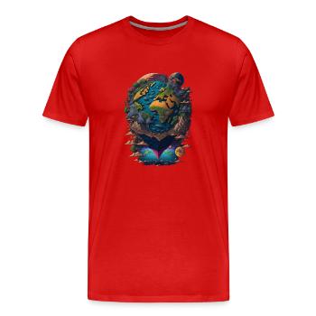 Planet Erde Welt Planeten Abstrakt - Männer Premium Bio T-Shirt - Rot - Vorne - Damien (186cm)