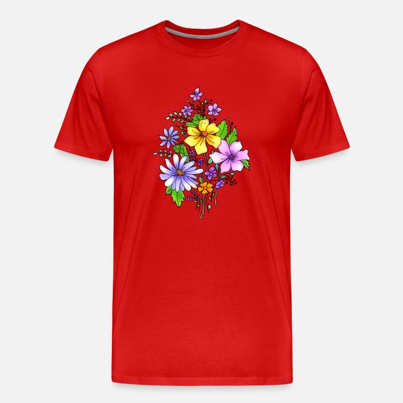 Blumen - Männer Premium Bio T-Shirt - Rot