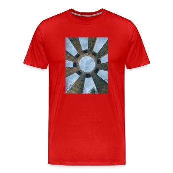 Säulenturm der Pfalz Blick in den Himmel - Männer Premium Bio T-Shirt - Rot - Vorne - Damien (186cm)