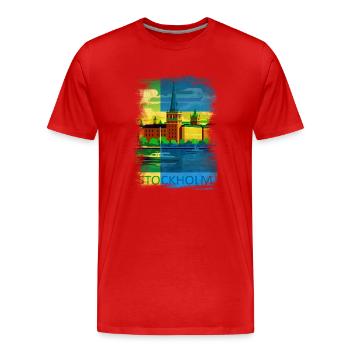 Stockholm Schweden Schweden Skandinavien Skandinavien - Männer Premium Bio T-Shirt - Rot - Vorne - Damien (186cm)