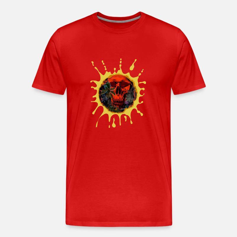 Skull palms splash - Männer Premium Bio T-Shirt - Rot