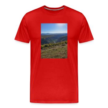 Berge - Männer Premium Bio T-Shirt - Rot - Vorne - Damien (186cm)