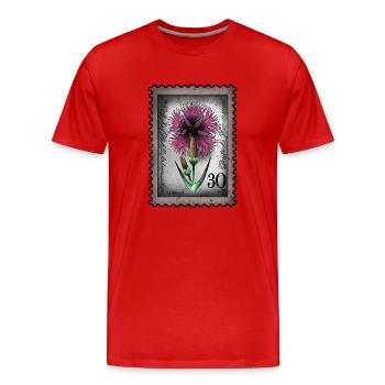 Briefmarke Lichtnelke - Männer Premium Bio T-Shirt - Rot - Vorne - Damien (186cm)