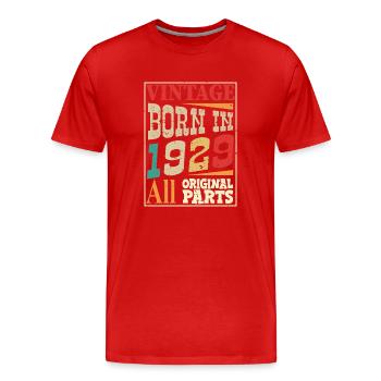 Vintage born in 1929 - Original parts - Men's Premium Organic T-Shirt - red - Front - Damien (186cm)