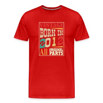 Jahrgang Jahrgang 2012 - Originalteile - Männer Premium Bio T-Shirt - Rot - Vorne - Damien (186cm)