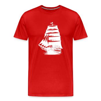Vieux voilier à voiles déployées - T-shirt bio Premium Homme - rouge - Devant - Damien (186cm)