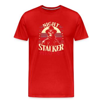 Night Stalker 1985 Crâne rétro & lettres japonaises - T-shirt bio Premium Homme - rouge - Devant - Damien (186cm)
