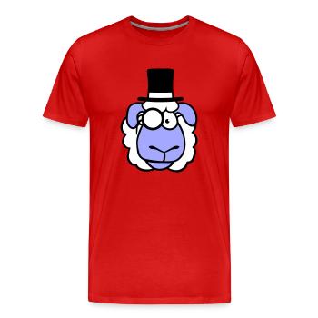 Sheep Mr. Gentleman Top Hat Monocle Glasses - Men's Premium Organic T-Shirt - red - Front - Damien (186cm)