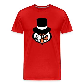 Sir Owl Top Hat Monocle Glasses Rich Mr. - Men's Premium Organic T-Shirt - red - Front - Damien (186cm)