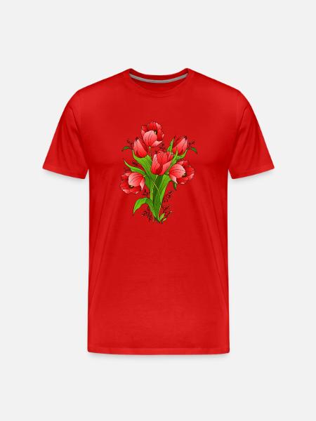 Blumen - Männer Premium Bio T-Shirt - Rot