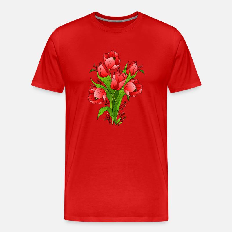 Blumen - Männer Premium Bio T-Shirt - Rot