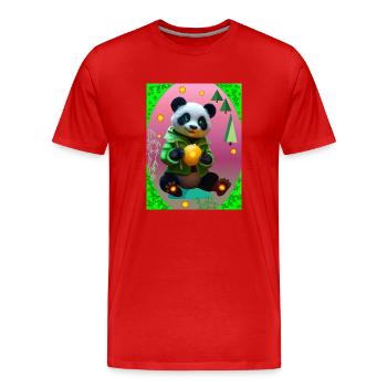 Panda futuriste - T-shirt bio Premium Homme - rouge - Devant - Damien (186cm)