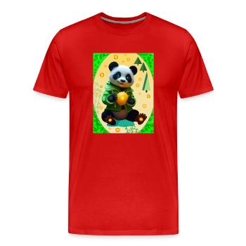 Panda charmant - T-shirt bio Premium Homme - rouge - Devant - Damien (186cm)