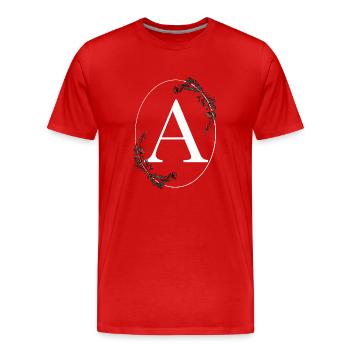 Lettre A - T-shirt bio Premium Homme - rouge - Devant - Damien (186cm)