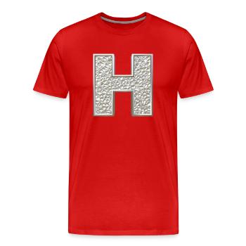 H, letter, letter H, initial, initial H, monogram, - Männer Premium Bio T-Shirt - Rot - Vorne - Damien (186cm)