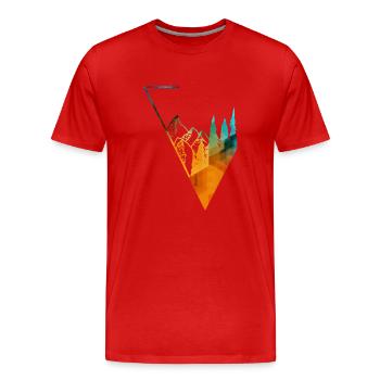 colored panorama forest and mountains - Men's Premium Organic T-Shirt - red - Front - Damien (186cm)