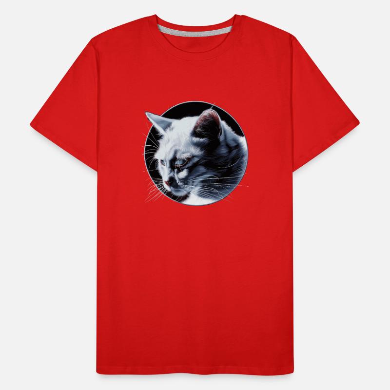 Katze Katzen Cat Cats Withe Männer Premium Bio T-Shirt