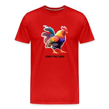 OWN THE COOP - Männer Premium Bio T-Shirt - Rot - Vorne - Damien (186cm)