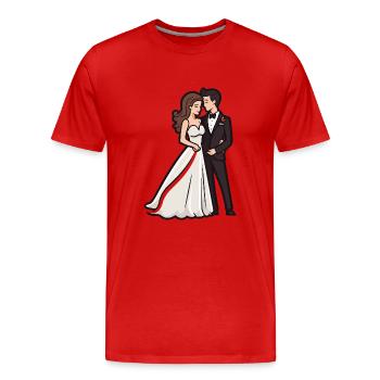 Couple Wedding Bride Groom - Men's Premium Organic T-Shirt - red - Front - Damien (186cm)